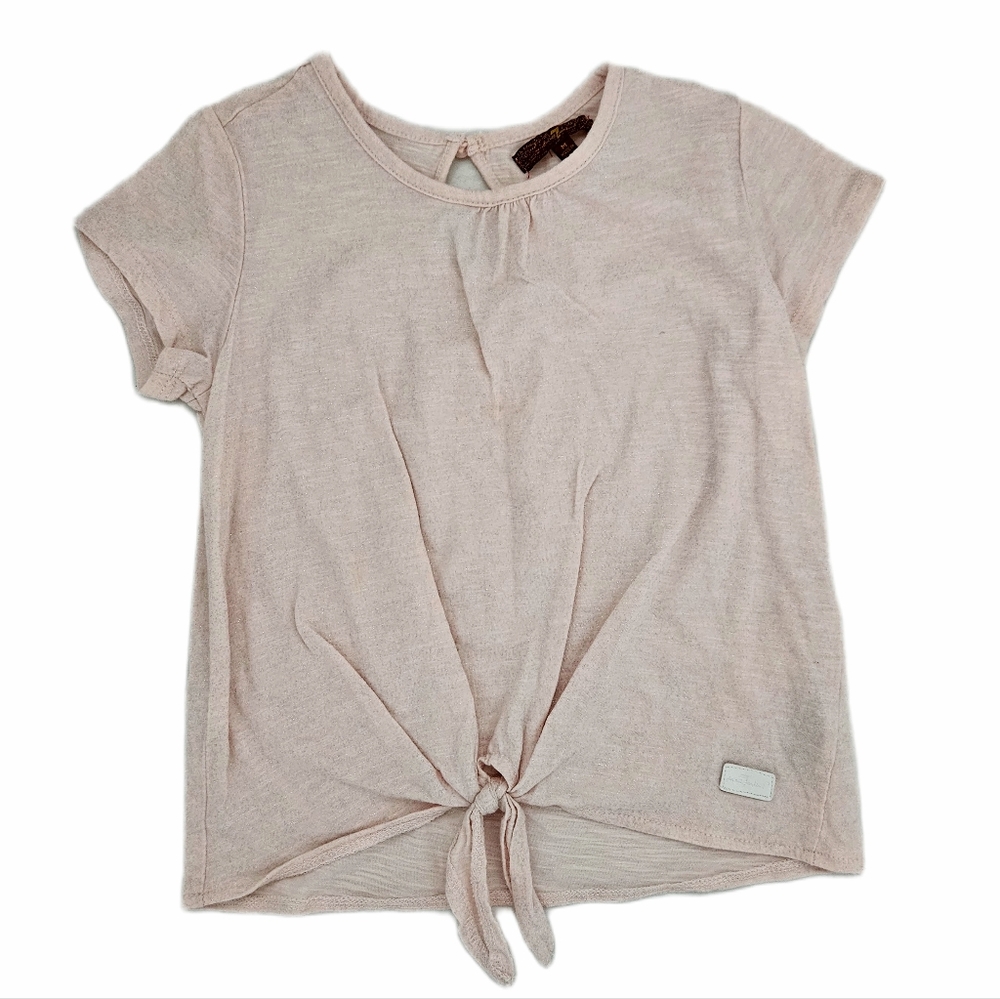 7 For All Mankind Girls' Pink Tie-Front Tee Medium